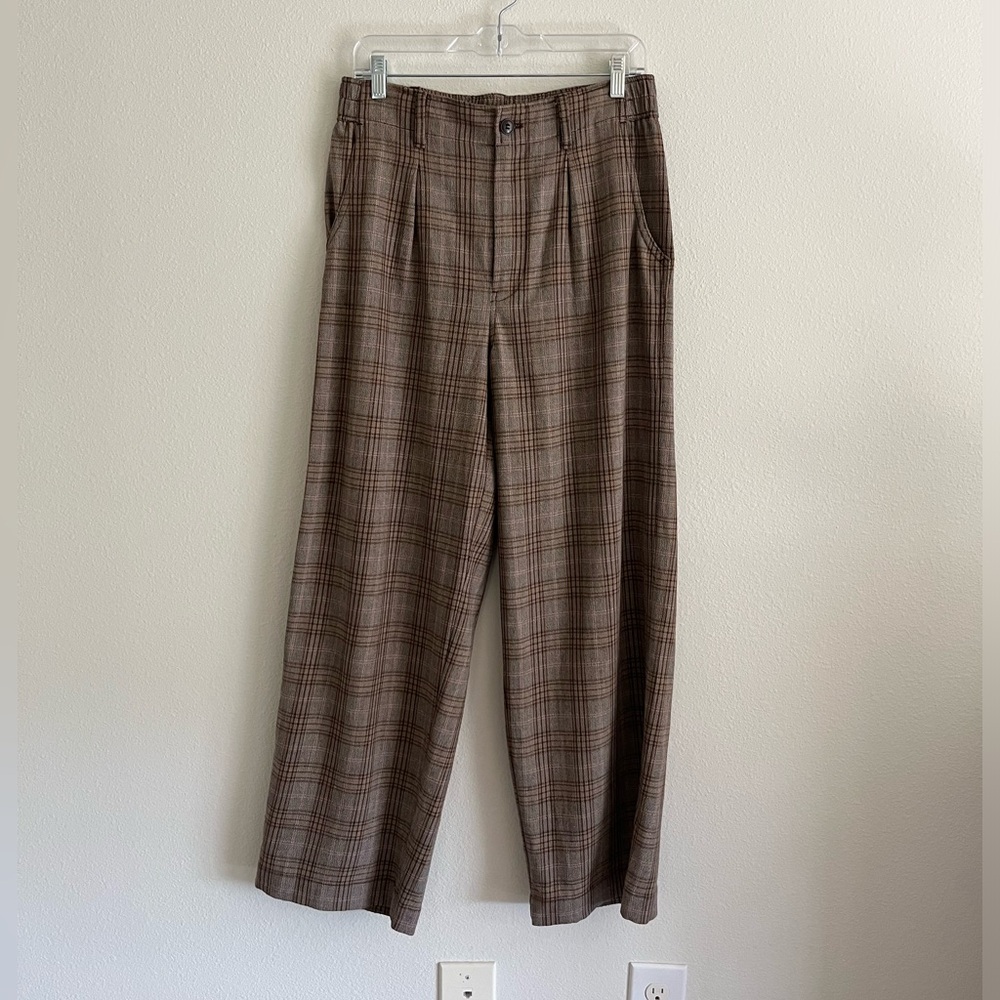 Madewell wide leg plaid trousers
